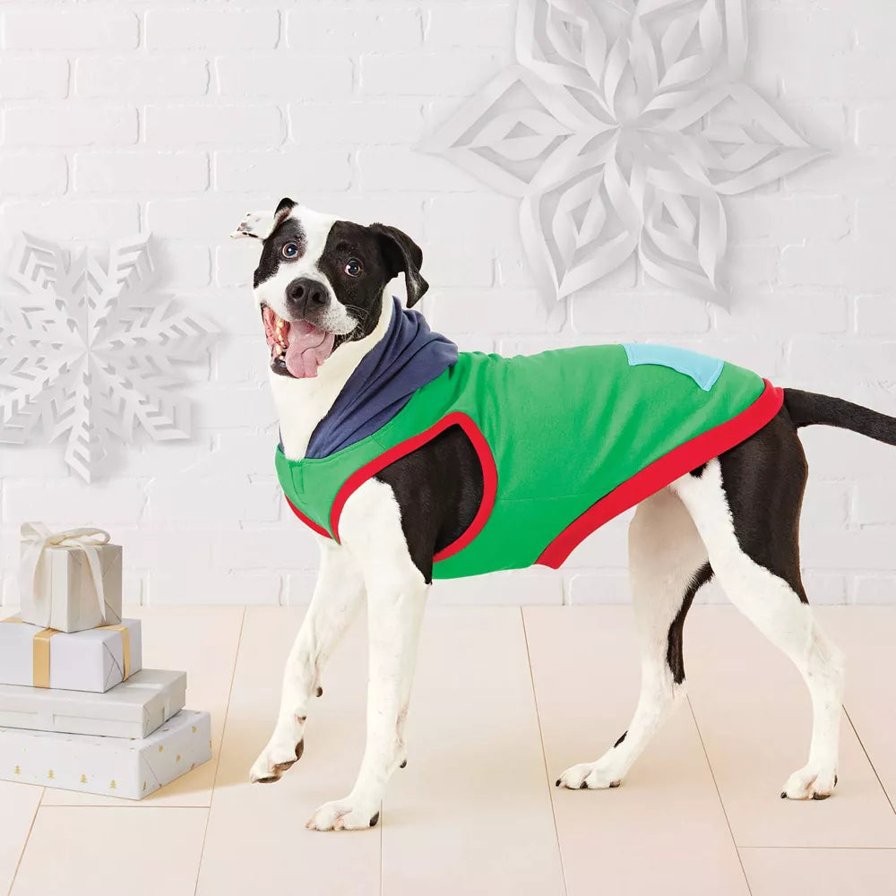Sudadera con capucha para perros diseño bloques de color