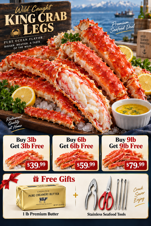 🦀 Wild-Caught King Crab Legs | Premium Quality Seafood With Big Meaty Portions & Incredible Flavor