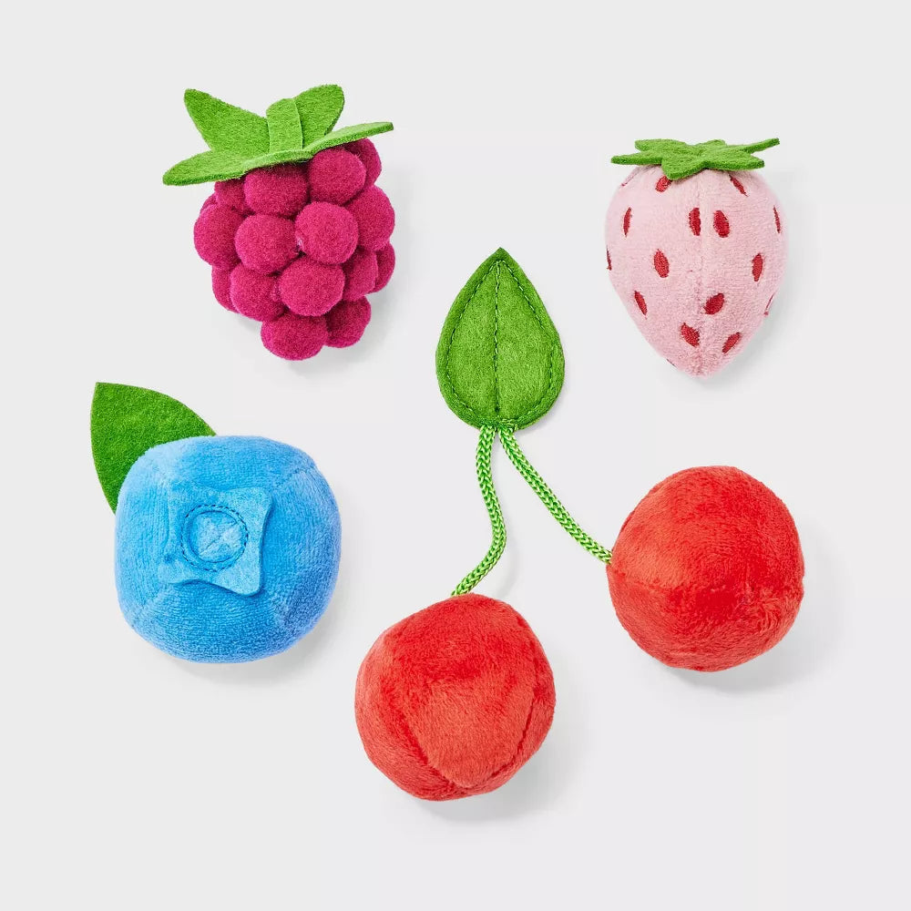 Juego de juguetes para gatos con forma de frutas set de cuatro unidades