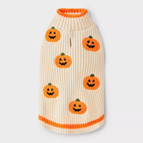 Suéter para mascotas con bordados de calabaza estilo festivo