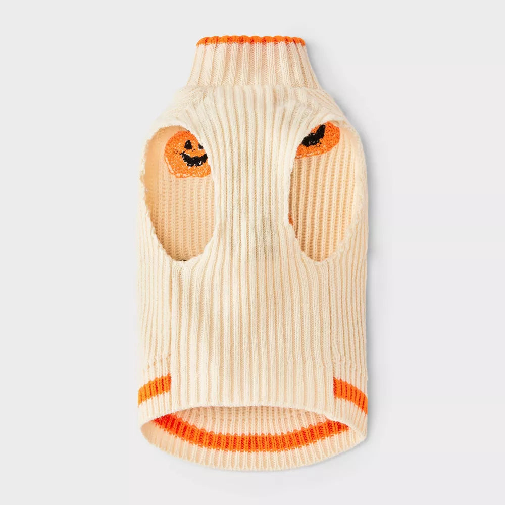 Suéter para mascotas con bordados de calabaza estilo festivo
