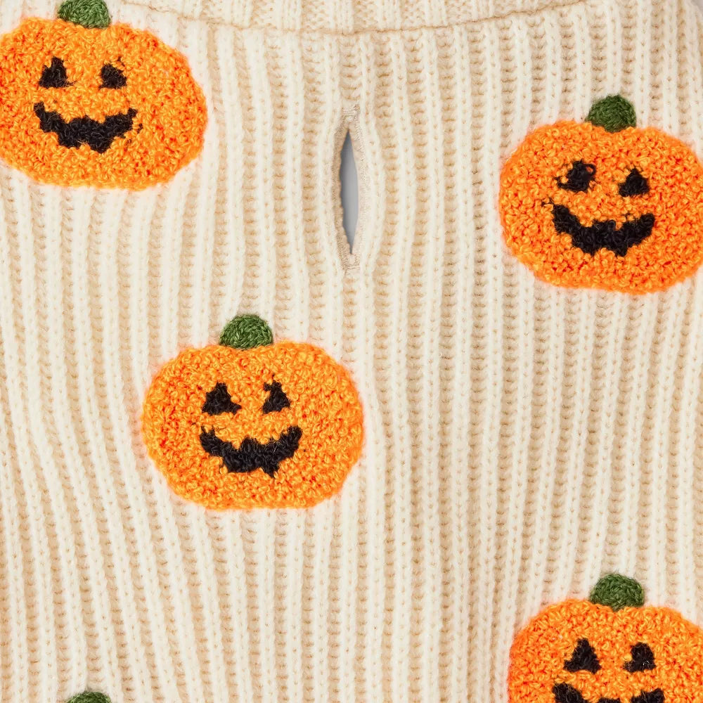 Suéter para mascotas con bordados de calabaza estilo festivo