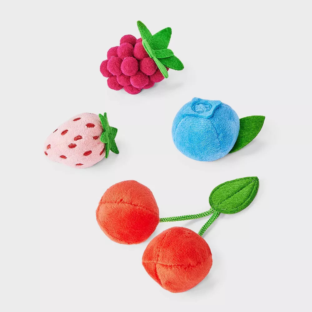 Juego de juguetes para gatos con forma de frutas set de cuatro unidades