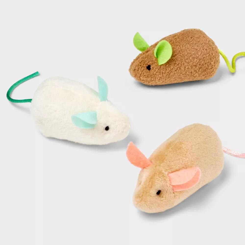 Juego de juguetes de ratón de peluche para gatos set de tres unidades